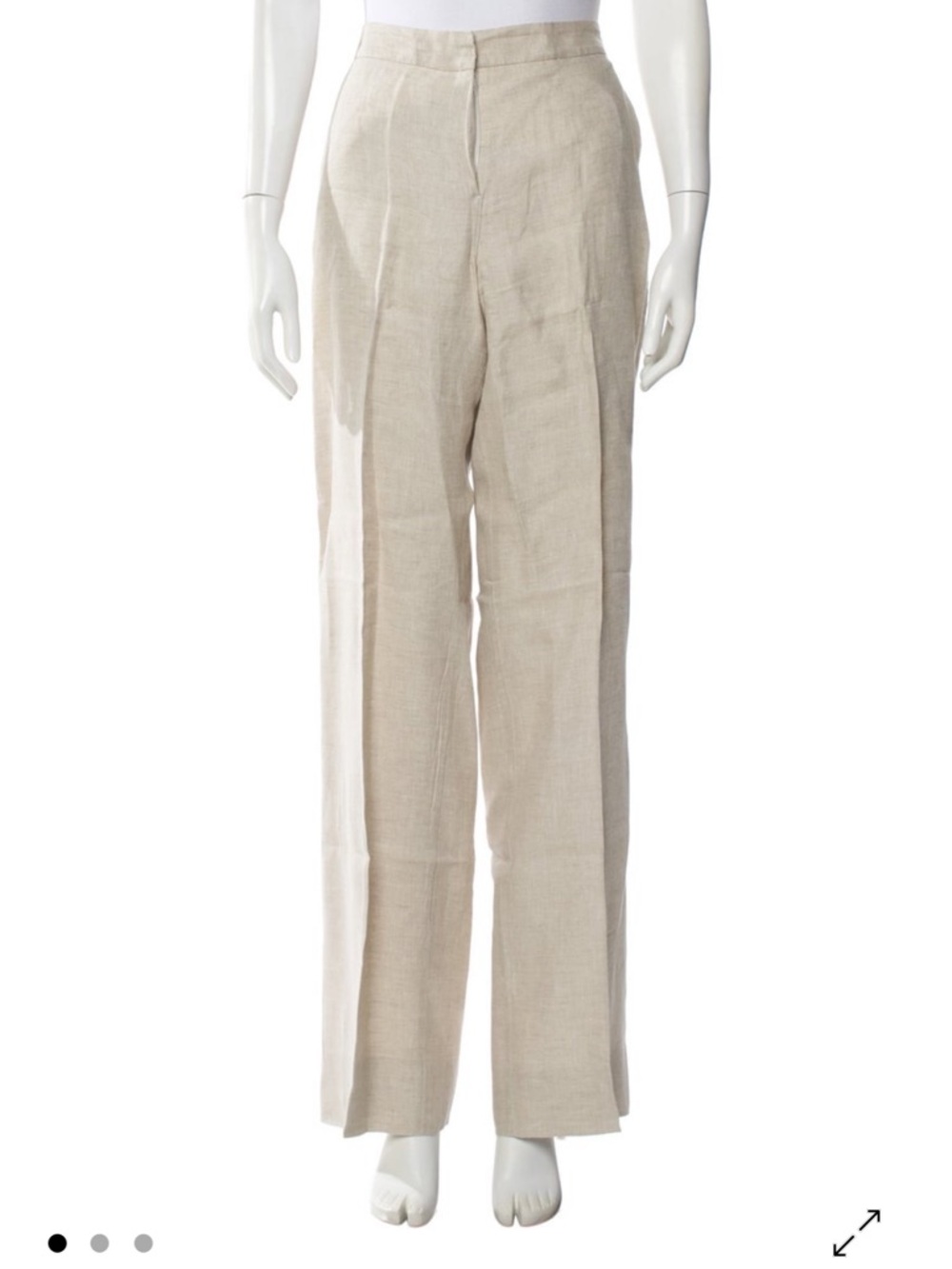 MaxMara Natural Beige Linen Straight-Leg Chinos